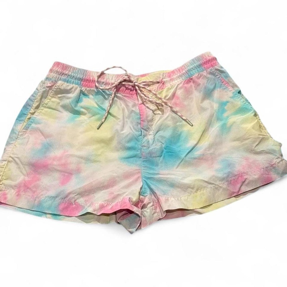 Pastel Tie Dye Shorts Pink Blue Yellow Drawstring American Eagle Medium
